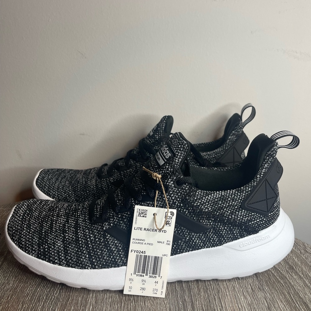 *BRAND NEW* Adidas Lite Racer BYD Black White Men Shoes Size:10